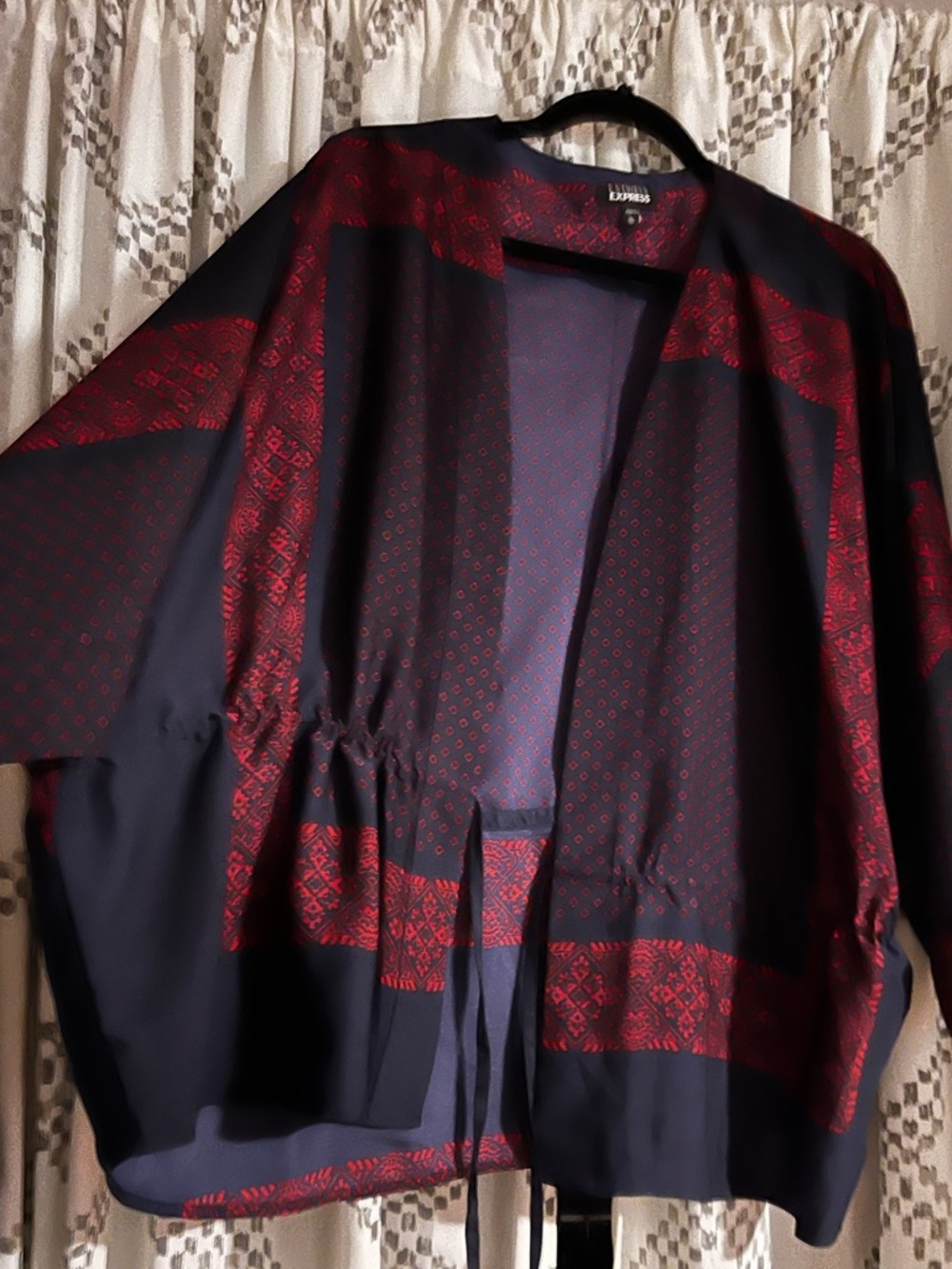 Express Navy Jacket with Red Patterned Trim